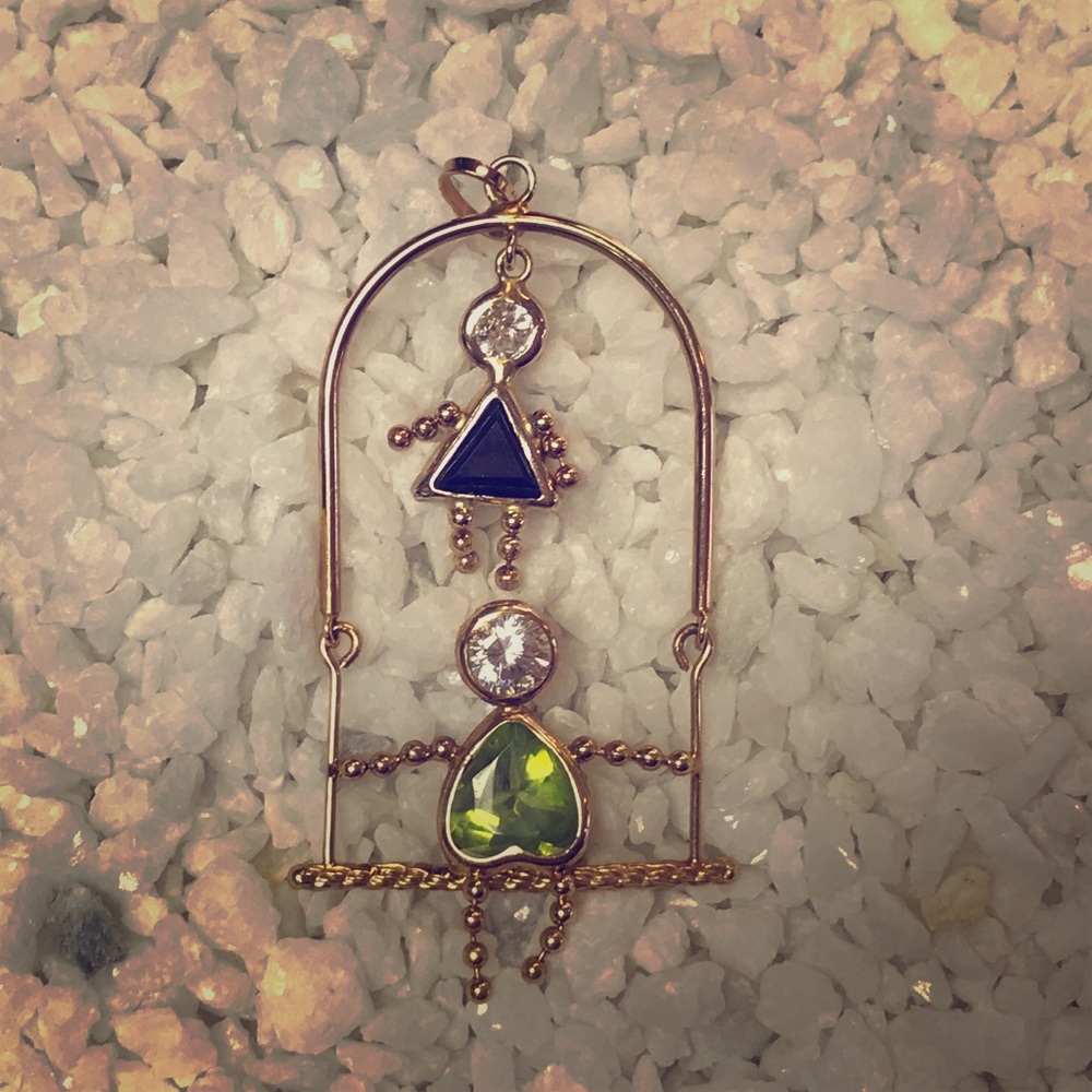 14K Yellow Gold boy/girl Birthstone Pendant